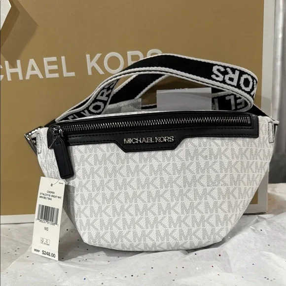Michael Kors White and Black Fanny Pack Men's Bag